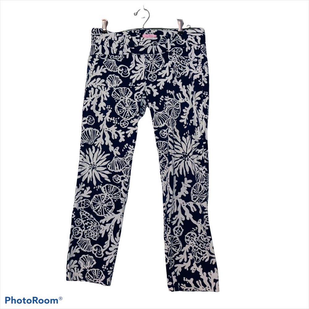 Lilly Pulitzer Navy & White Zip Up Slacks Size 4